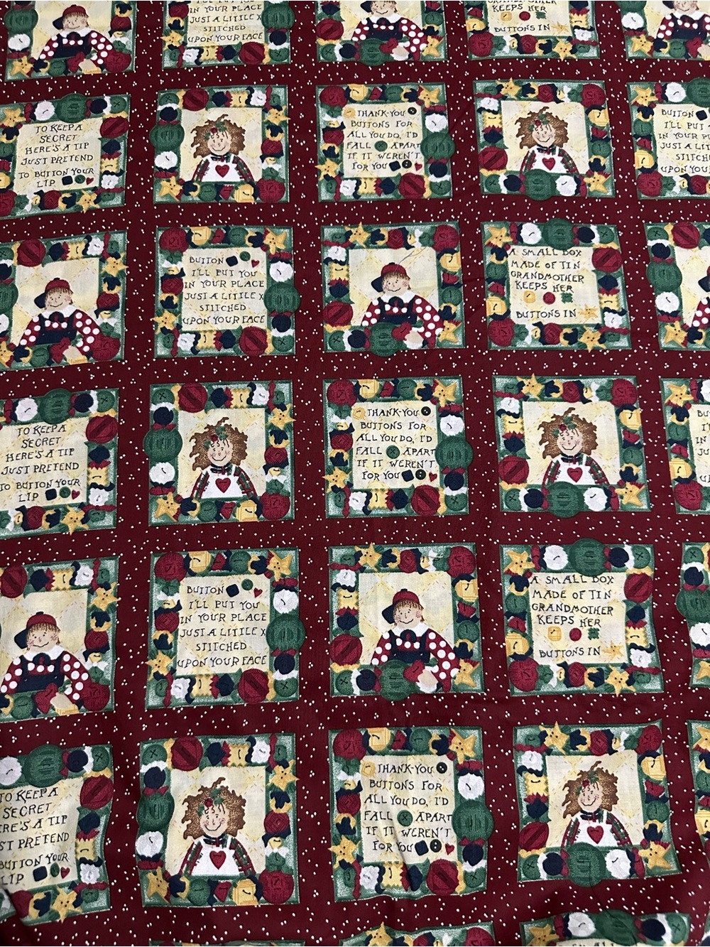 Vintage 1996 Raggedy Christmas Patch by Past & Presents for Daisy Kingdom Fabric